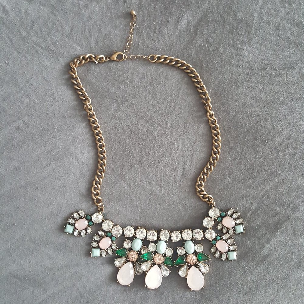 Girly statement necklace ~ pink ~ green ~ sparkly
